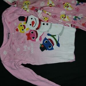 Festive Snowman and Baby Shark Toddler Pajamas